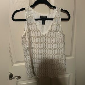 White House Black Market Metallic Chain Pattern Blouse